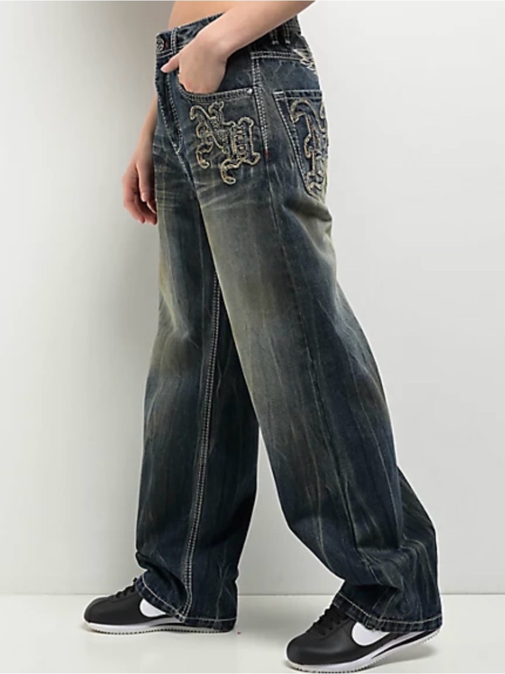 Size 6: Ninth Hall Idle Blue Wash Straight Leg Jeans View 6